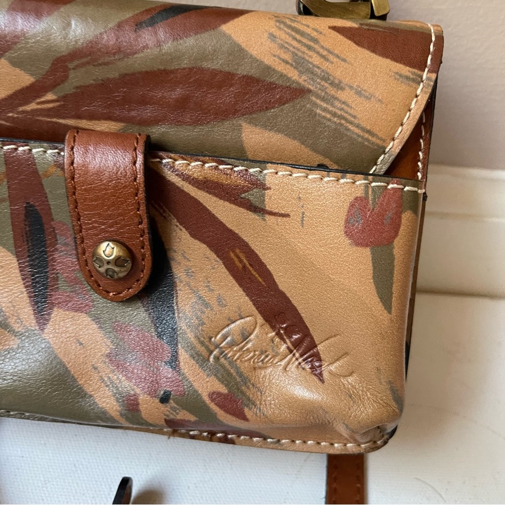 Patricia Nash Antolina Leather Satchel Crossbody Top Handle Mini Bag Palm Leaves - Picture 3 of 7